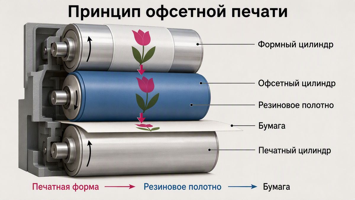 Принцип офсетной печати