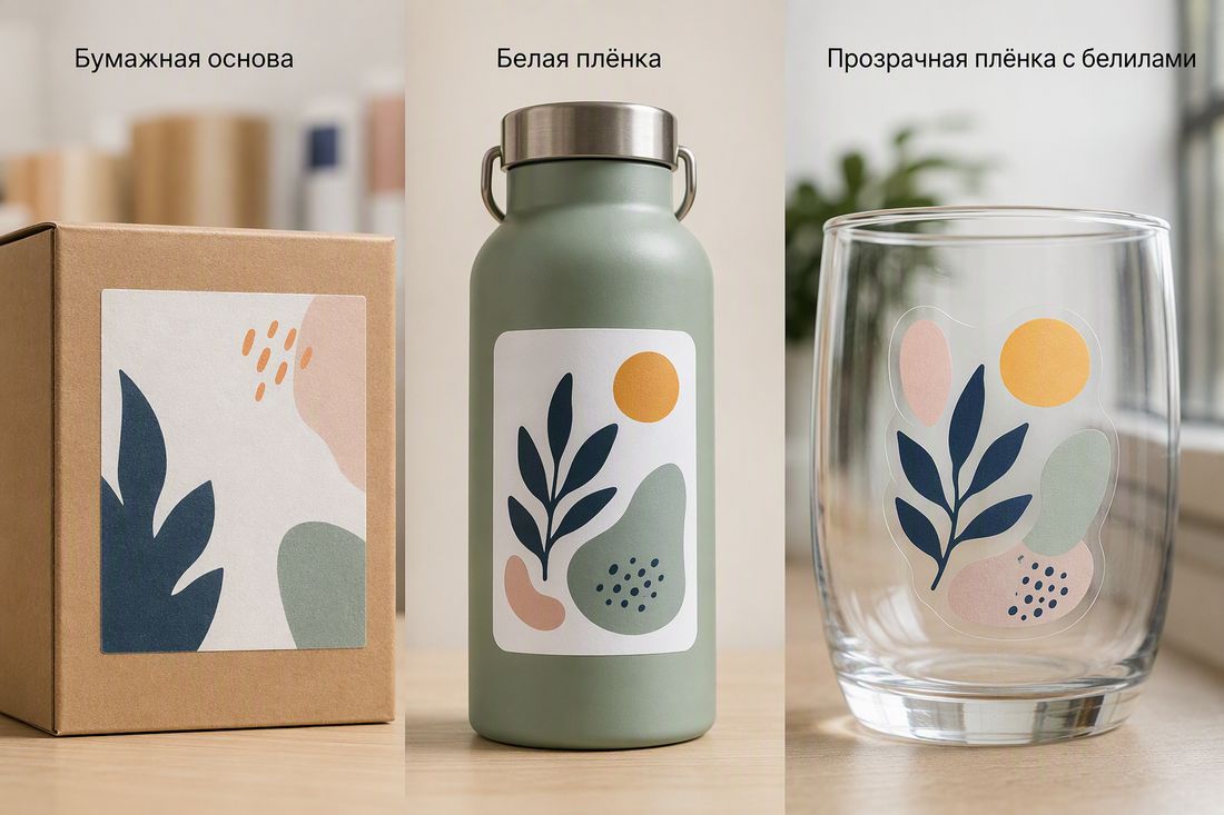 Бумажная, белая и прозрачная основа