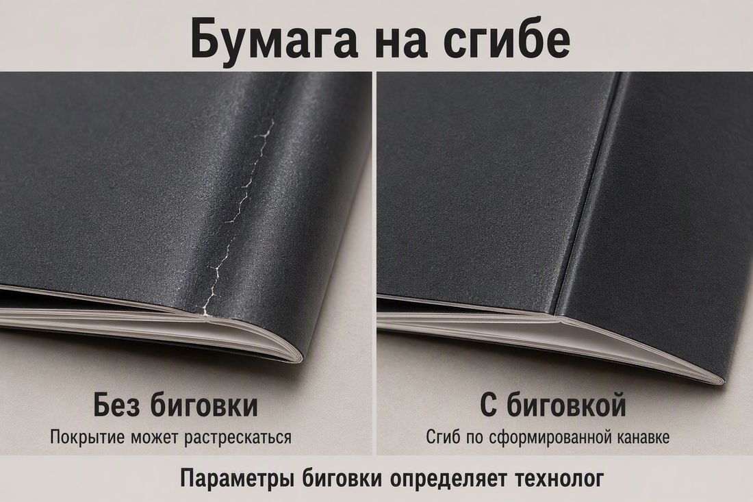 Поведение бумаги на сгибе